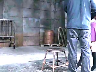Oriental submissive whipped during gagging