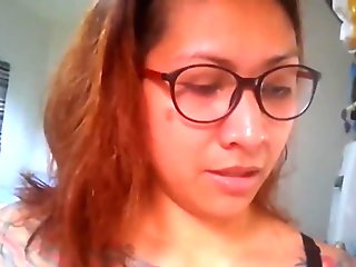 Exotic mom with ugly chest tattoo milks her tits