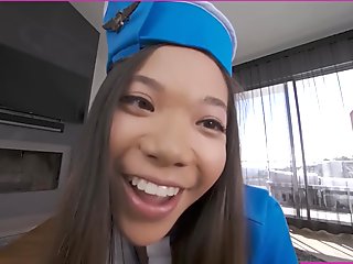 VRBangers Hot Asian stewardesses Teen Fucked Hard Big A Big Cock